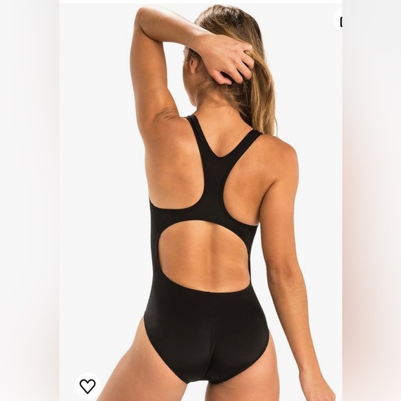 DOLFIN solid black performance swimsuit one piece RACER BACK fitness sports 34 - Picture 1 of 12